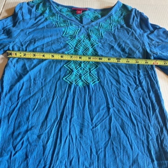 Lilly Pulitzer blue aqua long shirt dress v neck with flowy sleeves design front - Picture 3 of 8